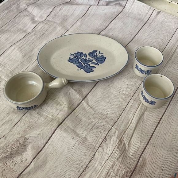 No Brand Other - Vintage serve wear platter 2 dipping bowls and onion soup bowl